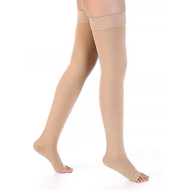 Breathable Open Toe Thigh High Varicose Veins 23-32 Mmhg Viscous Vein Medical Compression Socks