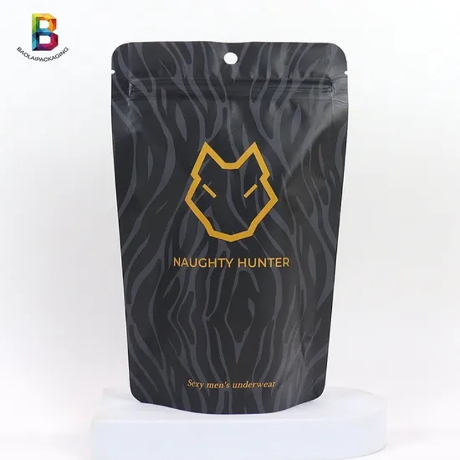 Customized Design Underwear Packing Stand up Pouch Aluminum Foil Zipper Bag