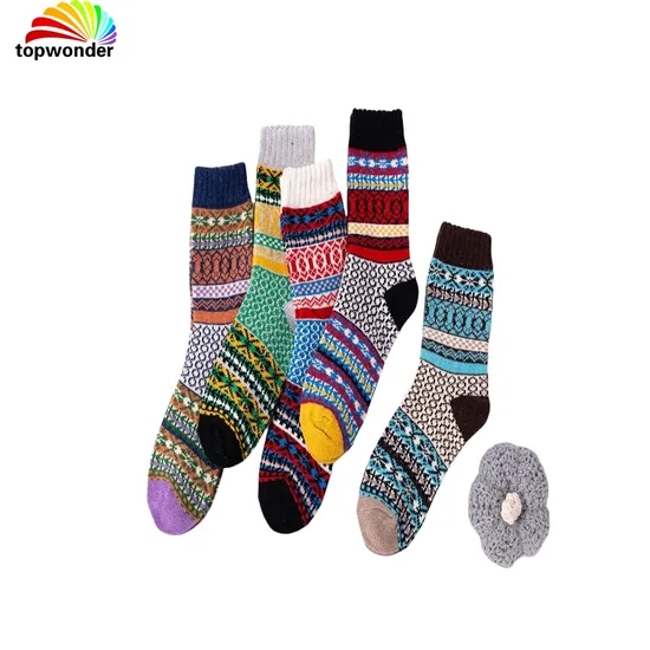 Customize and Wholesale Winter Vintage Thick Thermal Terry Sock in Many Colors and Designs