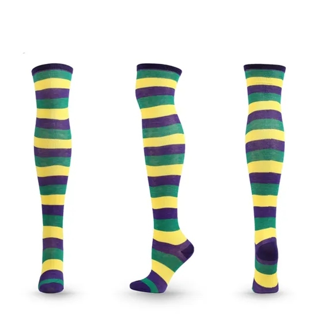 Striped Stockings Over Knee Thigh High Socks Anime Preppy Socks Multi Color