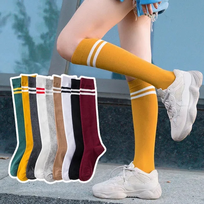 Striped Long Socks Women High Stockings Ladies Girls New Customized Knee Socks