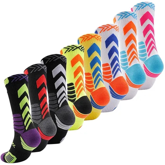Wholesale Basketball Cushion MID Calf Socks for Football Soccer Running Hiking, Soft & Calf High Crew Socks