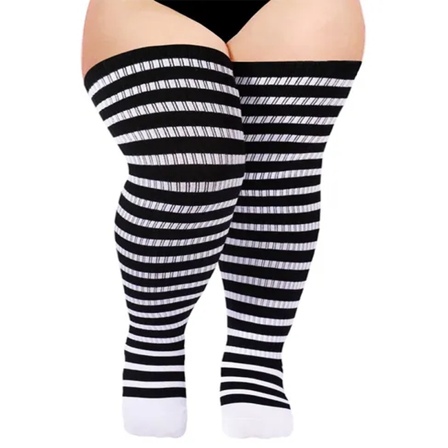 Halloween Socks for Ladies with Extra Fat Pressure Socks Striped Over-The-Knee Thigh-High Socks