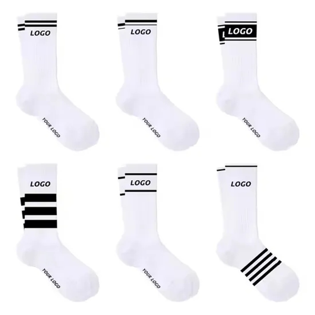 Custom Cotton Plain White Black Golf Socks for Men