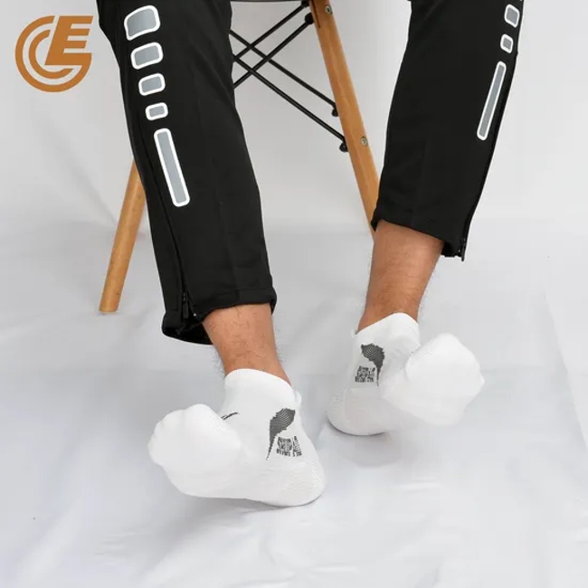 Qlm-323-11 Comfortable White Cotton Compression Sports Ankle Casual Socks