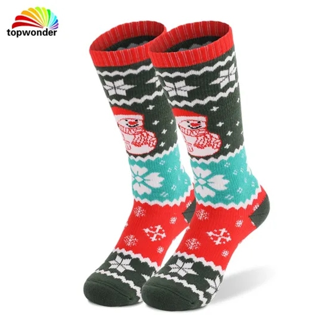 Customize and Wholesale Winter Outdoor Thermal Knee High Thick Snowman Sports Ski Sock in Many Colors and Sizes at Low Prices