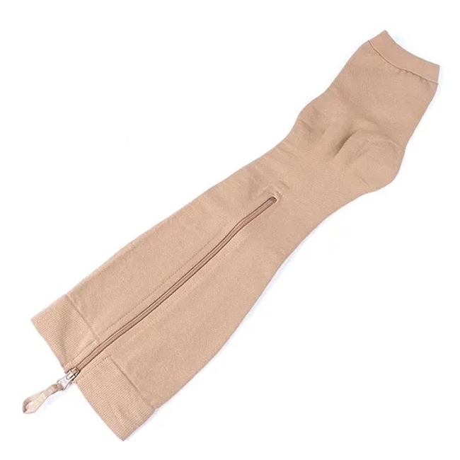 Zipper Medical Nurse Compression Socks Toe Less Compression Knee High Stockings