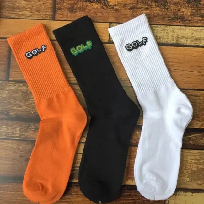 White Black and Orange Spring Fashionable Basketball Golf Sport Socks Men