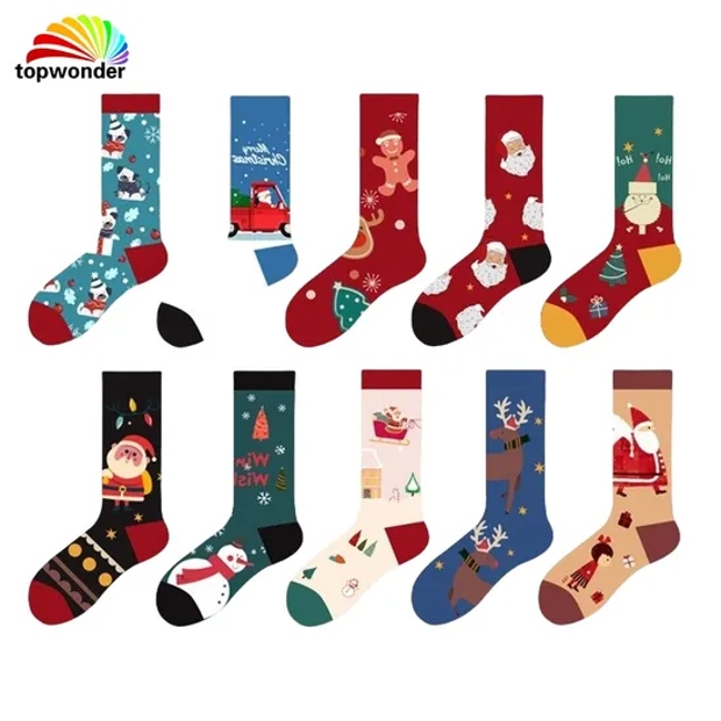 Customize and Wholesale All Fashion Cartoon Christmas Sock in Many Designs, Colors and Material