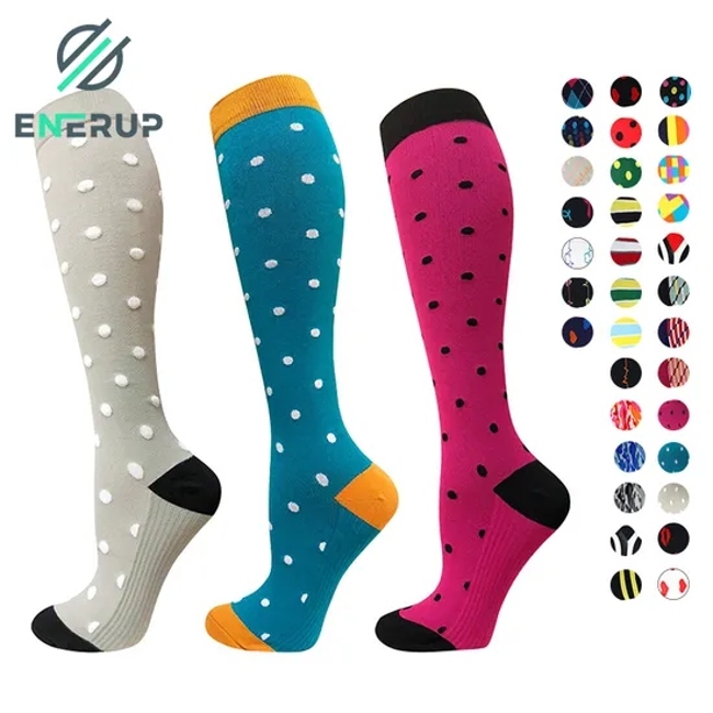 Enerup Chaussettes De Sport Calcetines Sport Colorful Men Women Plantar Fasciitis Compression Nursing Socks 15-20 Mmhg