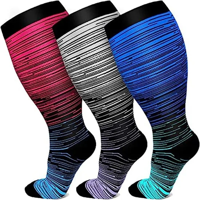 Customized Wide Calf Large Size Plus Size Compression Socks Knee High Plus Size Oversized Compression Socks