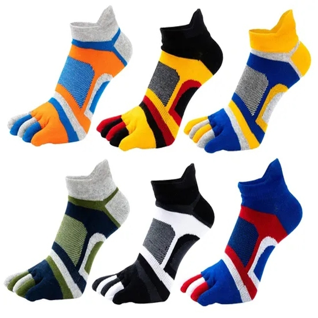 Custom Men Cotton Compression Five Finger No Show Mesh Wicking Socks