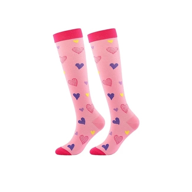 Full Color Crew Socks Casual Nylon Elastic Knee High Compression Socks for Nurses