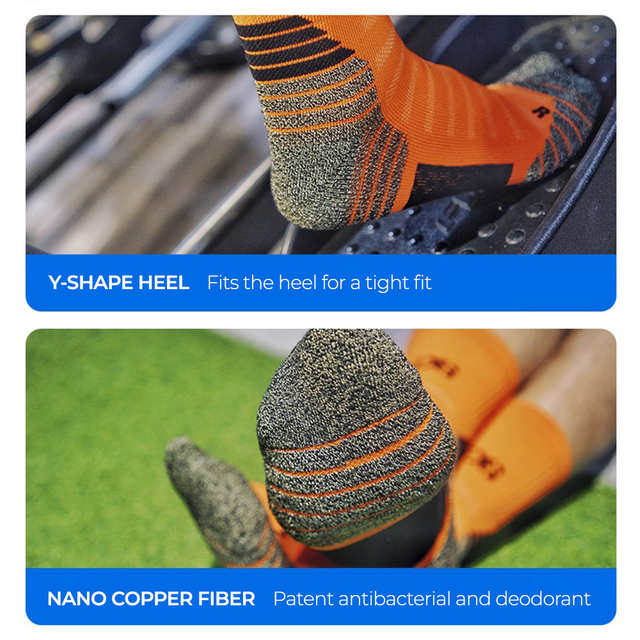 unique designs Deodorant Nano Copper Sports Socks for Men Antibacterial Basketball Climbing Sock Compression MTB Cycling 