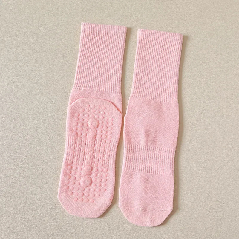 Innovation New Cotton Mid-calf Solid Color Silicone Non-slip Sports Stockings Fitness Pilates Yoga Socks Women Dance Socks 