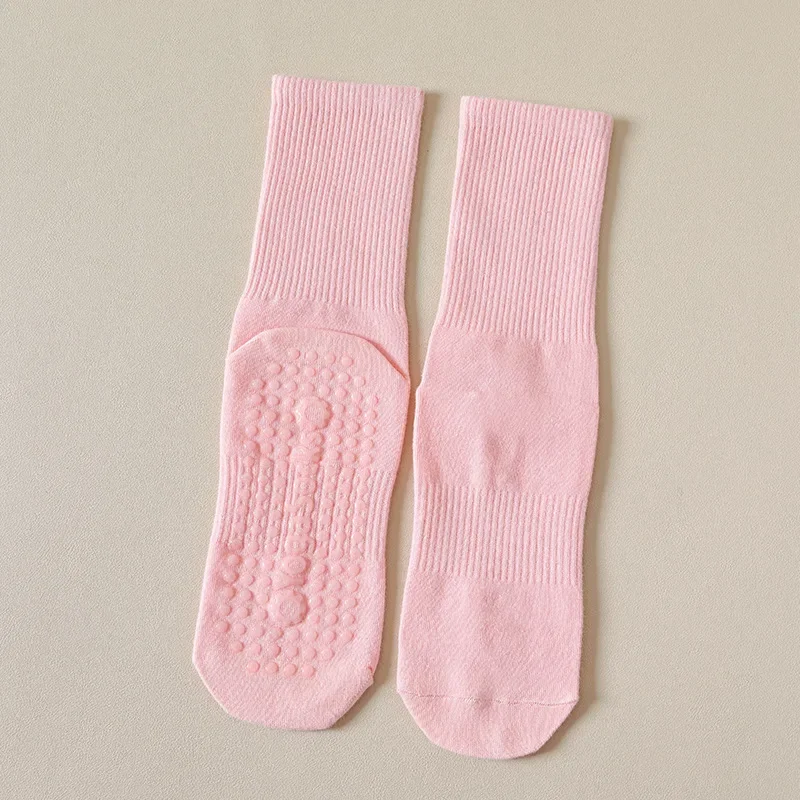 Innovation New Cotton Mid-calf Solid Color Silicone Non-slip Sports Stockings Fitness Pilates Yoga Socks Women Dance Socks 