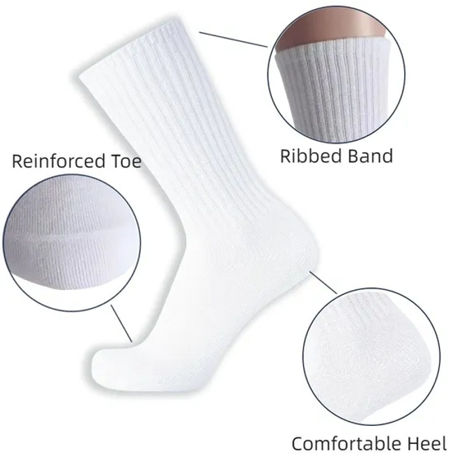 OEM Custom Sock Manufacturer Unisex Sokken Calcetines Sock-Stocking White Crew Women Men Sports Customised Yoga Pilates Cotton Sock