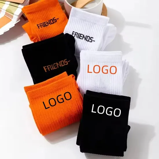 OEM Customised White Sokken Calcetines Sock-Stocking Custom Made Socks Fashion Logo Grip Socks Crew Happy Funny Sports Cotton Men Socks