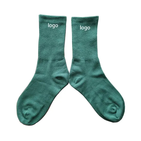 Custom Logo Recycled Polyester RPET Rib Knit Crew Socks