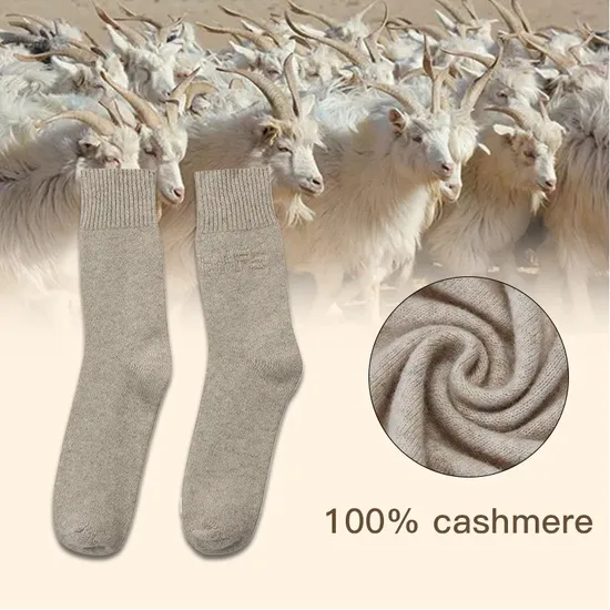100% Cashmere Socks Custom Logo Printed Winter Warm Socks