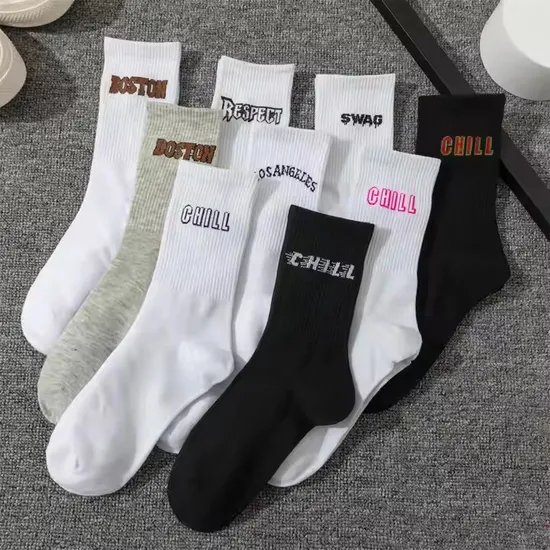 Wholesale Custom Socks Brand Basketball Running Breathable Classic Jacquard Cushion Crew Design MID Calf Cotton Sport Socks