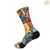 Men′s Custom Design Sublimation Print Terry Sport Crew Socks