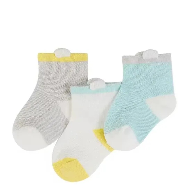 OEM MOQ Newborn Baby Socks Mesh Breathable Bamboo Cozy Short Pure Color