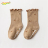 Cute Knitted Socks for Baby Girls Summer Casual Infant Socks with Antislip Rubber Soles High Crew Breathable Cotton for Toddlers
