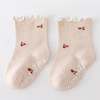 White Anti Skid Grip Knee High Vintage Fuzzy Bamboo Cotton Newborn Baby Ankle Socks with Lace for Boy and Girl
