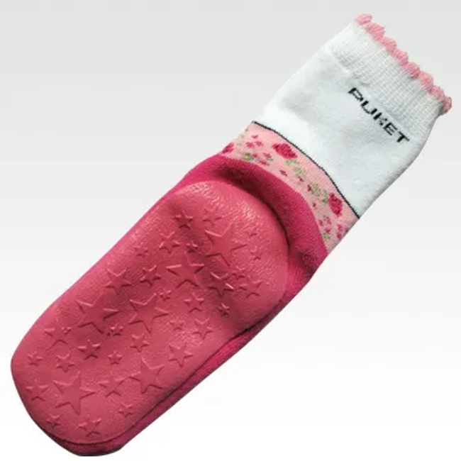 Baby Comb Cotton Walk Sock with Leather Anti Slip