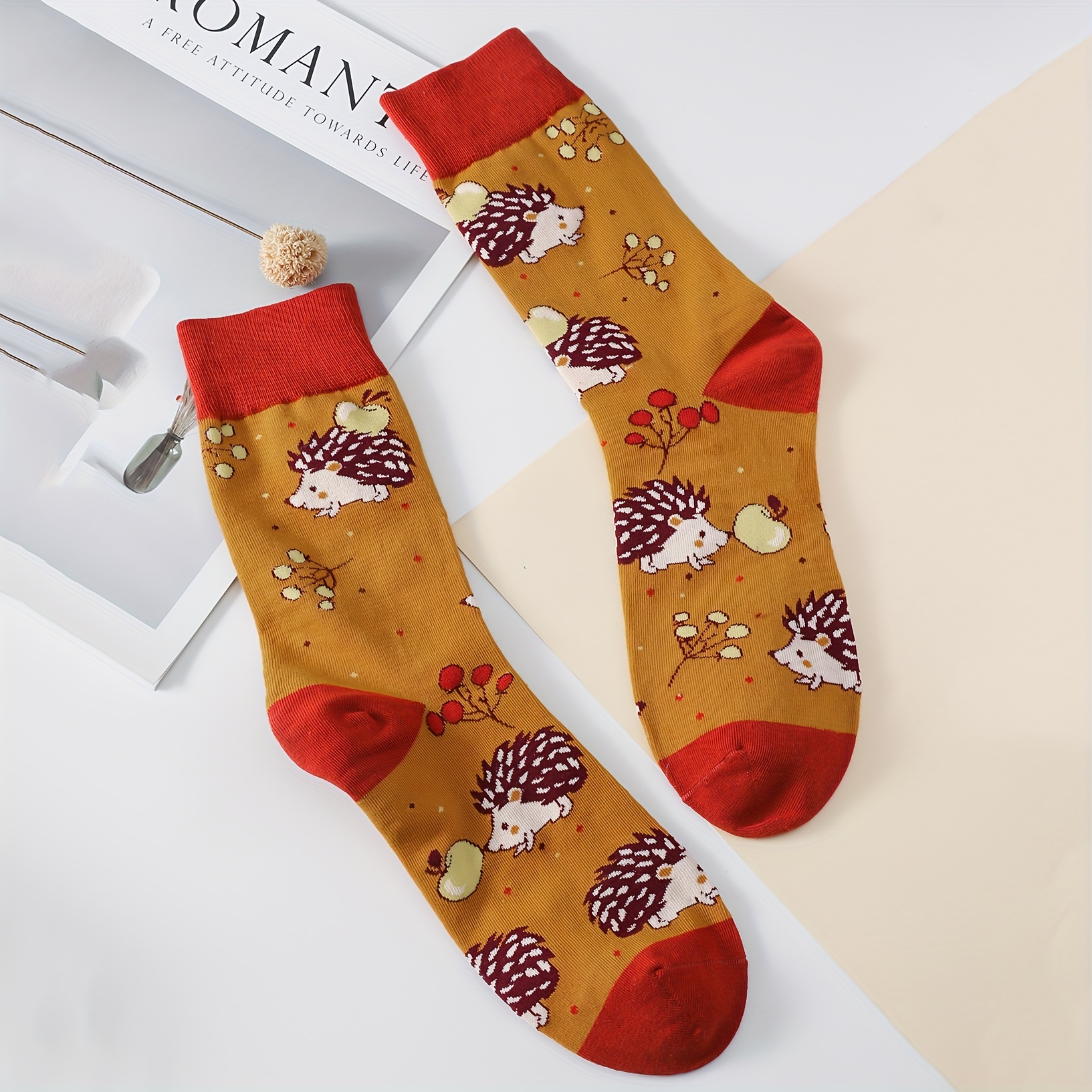 artisan crafted women s Zebra Bee Hedgehog Cow Pattern Cartoon Funny Socks Animal Printed Fashion Casual Colorful Crew Cotton 