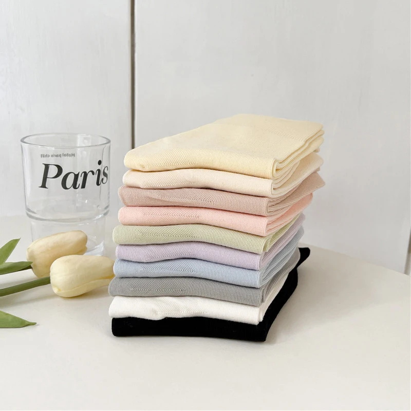 online selling women Socks Thin Summer New Solid Colorful Plain Crew Socks Casual Girls Cotton Trendy Simple Breathable Anti 