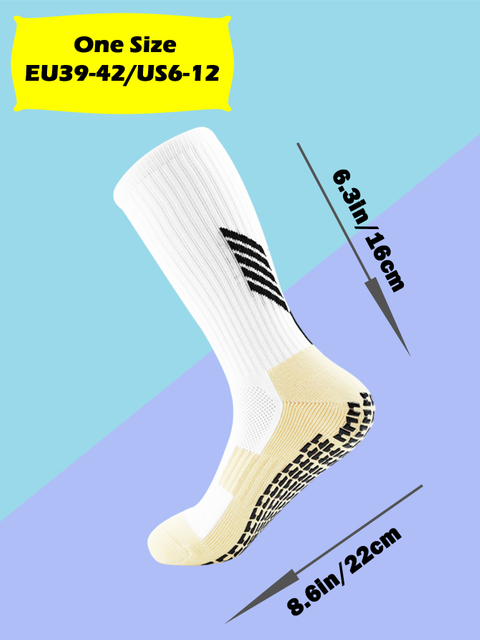  Men's Soccer Socks with Grip, Non Slip Anti Slip Athletic Socks with Cushion Pads for 