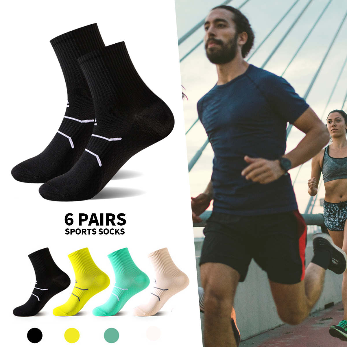  Terry Mid calf Athletic Socks Cross country Running Basketball Non slip Athletic 