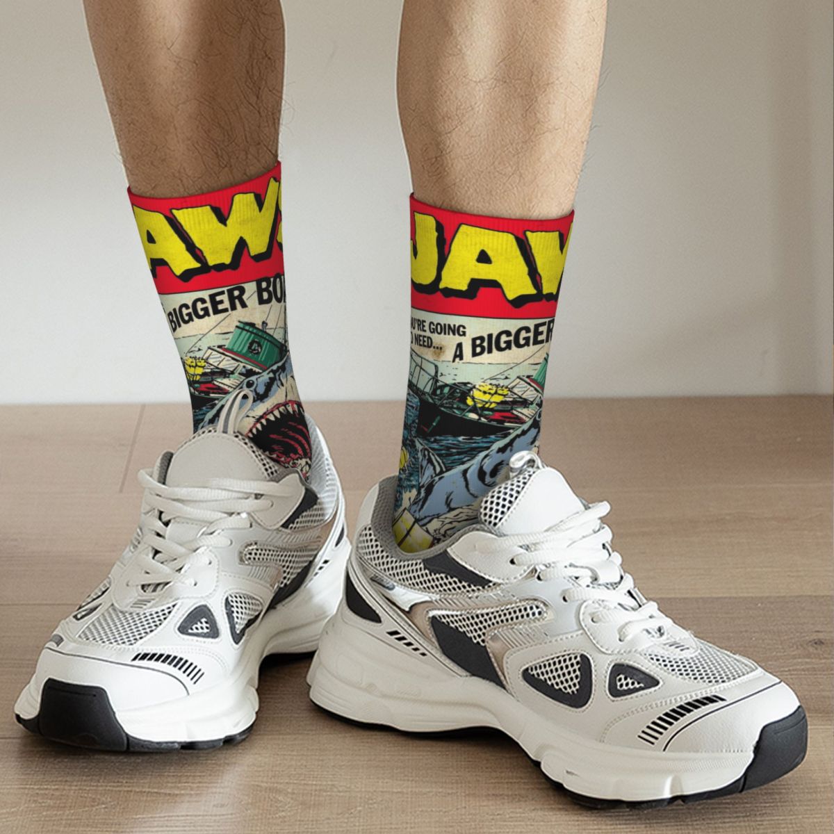  Autumn Winter Fashion Unisex Jaws Edition Comic Book Cover Socks Non slip Basketball 