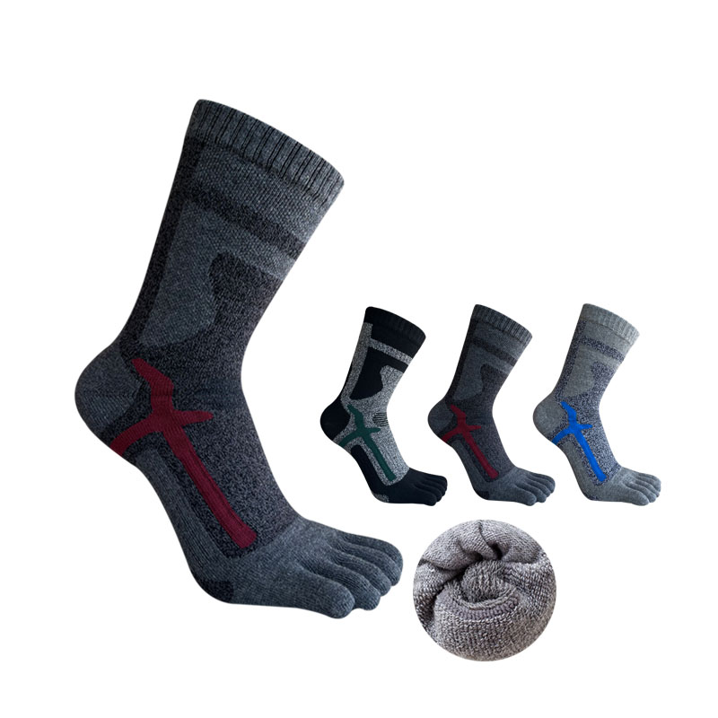  Damping Toe Terry Socks Man Outdoor Basketball Thick Striped Cotton Mesh Breathable Fitness Hiking Athletic Sport Finger 