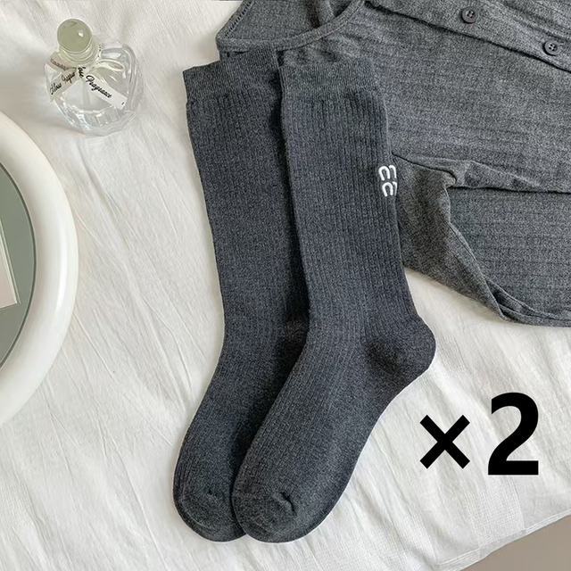 bulk buying Stockings Socks Embroidered Letter women s High Barrel Striped Double Needle Stacked Socks Birthday Gift Valentine 