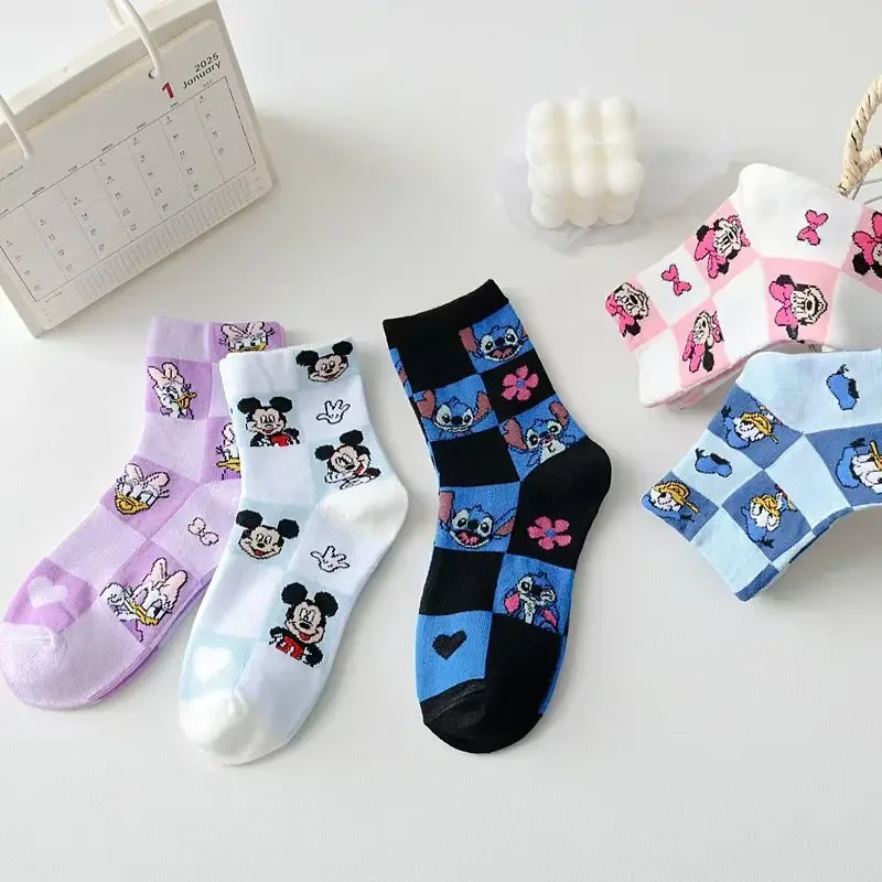 customized packaging Cartoon Disney Mickey Mouse Pure Cotton Mid calf Stockings Socks Donald Duck Stockings for and women Warm 