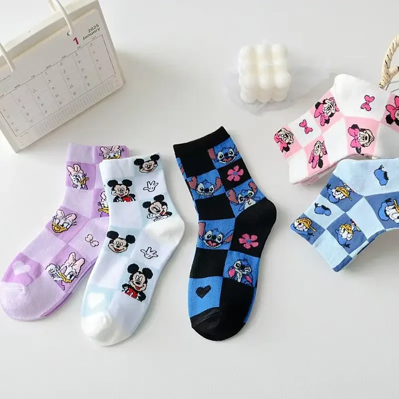 customized packaging Cartoon Disney Mickey Mouse Pure Cotton Mid calf Stockings Socks Donald Duck Stockings for and women Warm 