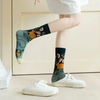 distributor Solid Color Medium Tube Socks for women s Fresh Smiling Face Pattern Simple Style Comfortable Breathable Girl 