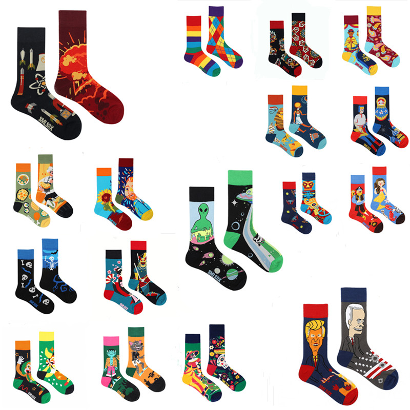 strategic partnership of a set of couple color cotton socks new fashion and women Harajuku hip hop skateboard funny sports 