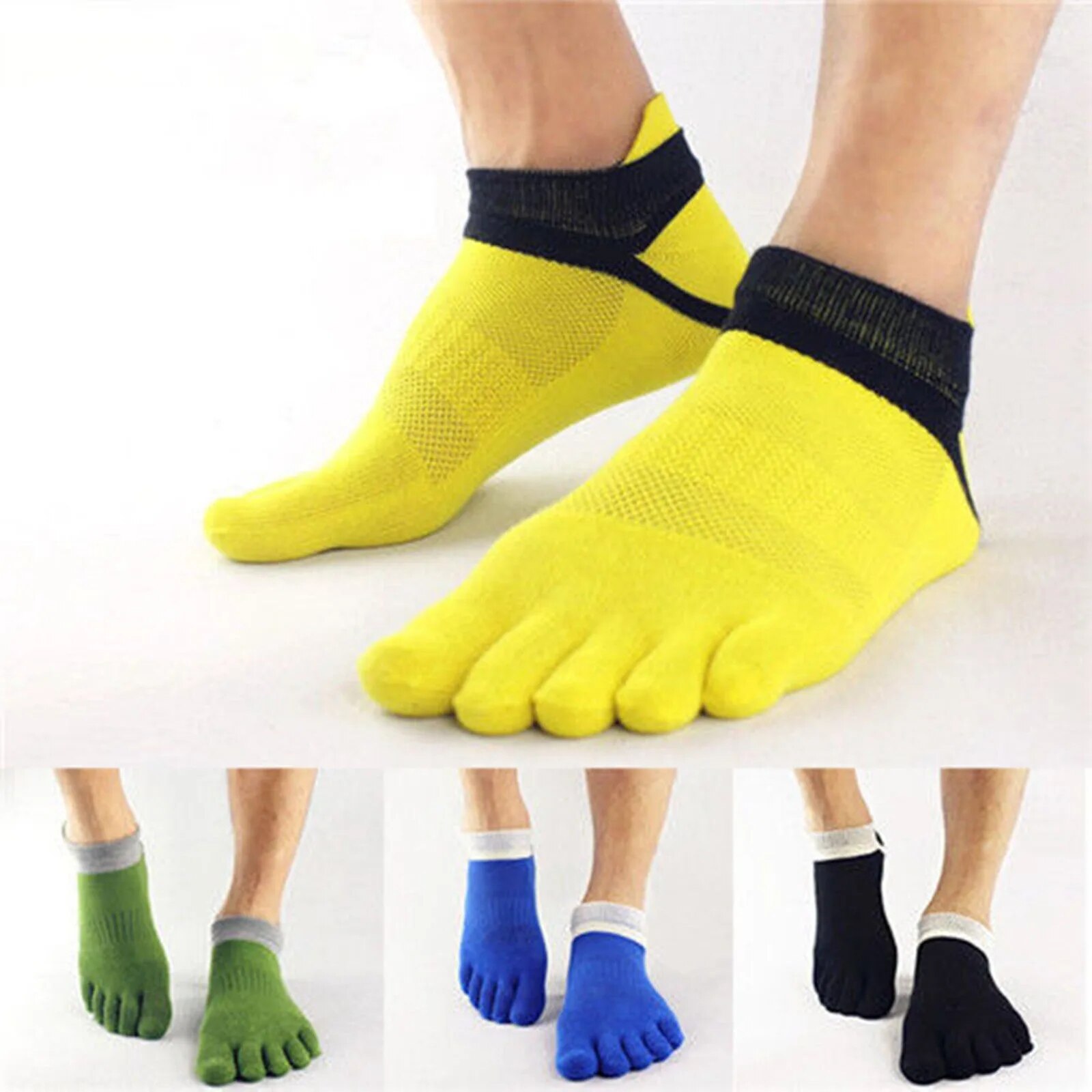  Comfortable and Breathable Men's Sports Socks, Finger Cotton Design, Ideal for Football, Running, Basketball and 