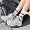 regular orders Fashion Socks For women New Autumn Casual Breathable Striped Socks Mixed Color Embroidery Girls Crew Socks High 