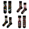 Private Label Pack Halloween Skeleton Sugar Skull Irregular AB Crew Socks Day of the Dead Retro Cotton Unisex Socks women 