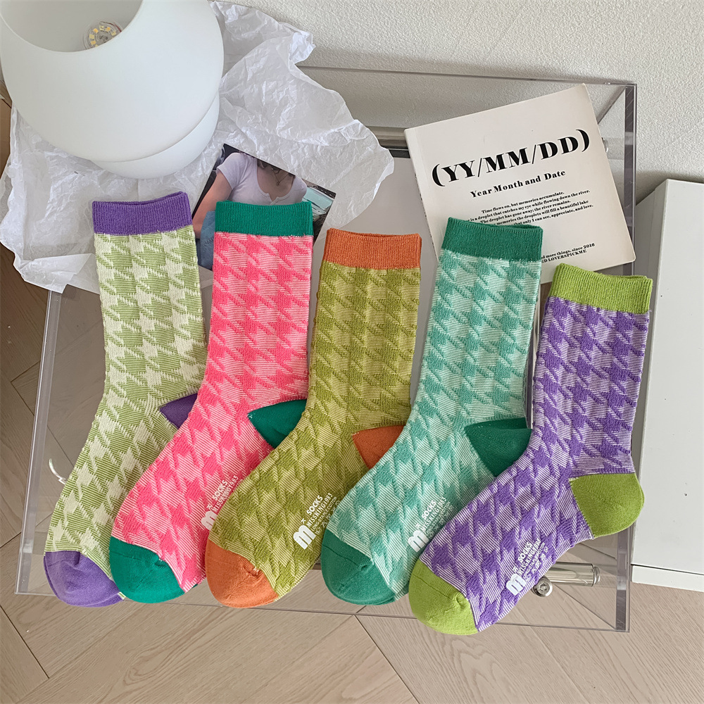 cost-effective Fashion Socks For women Fresh New Spring Colorful Socks Breathable Casual Korean Style Mixed Color Long Ladies 
