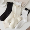 quality assurance Lot Socks for women Ruffle Cotton Middle Tube Ankle Short Breathable Black White set Spring 