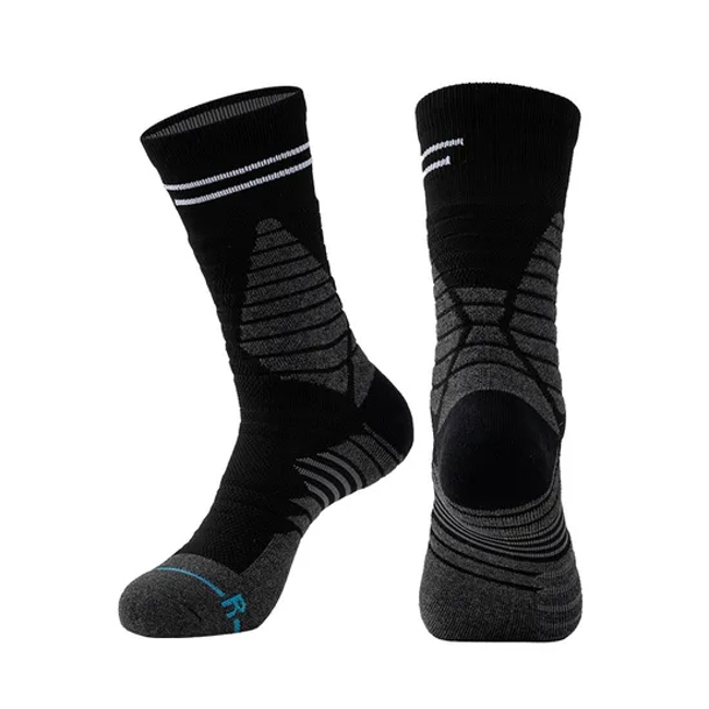 Customized Professional Men′s Basketball Socks with Thickened Medium to Long Hair Scarf Socks for High Crew Level
