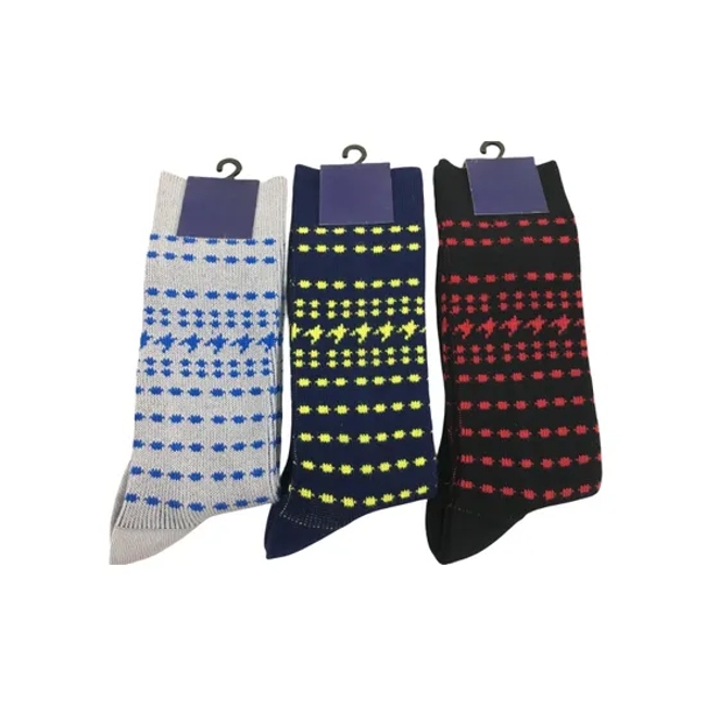 Antibacterial Soft Breathable High Elastic Cotton Colorful Blend Twist DOT Stripe Aop Men Ankle Crew Socks