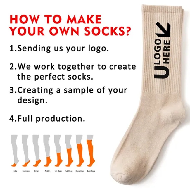 Make to Order Customised Packaging Socks-Stocking Wholesale Sports Custom Logo Brand Women Men Print Crew Gym Sport Socks