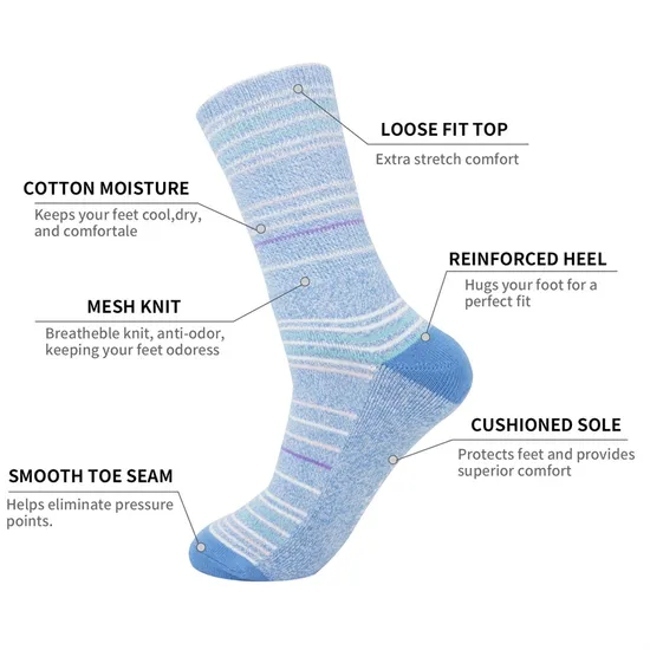 Custom Cotton Diabetic Wholesale Hospital Breathable OEM Crew Women Men Socks